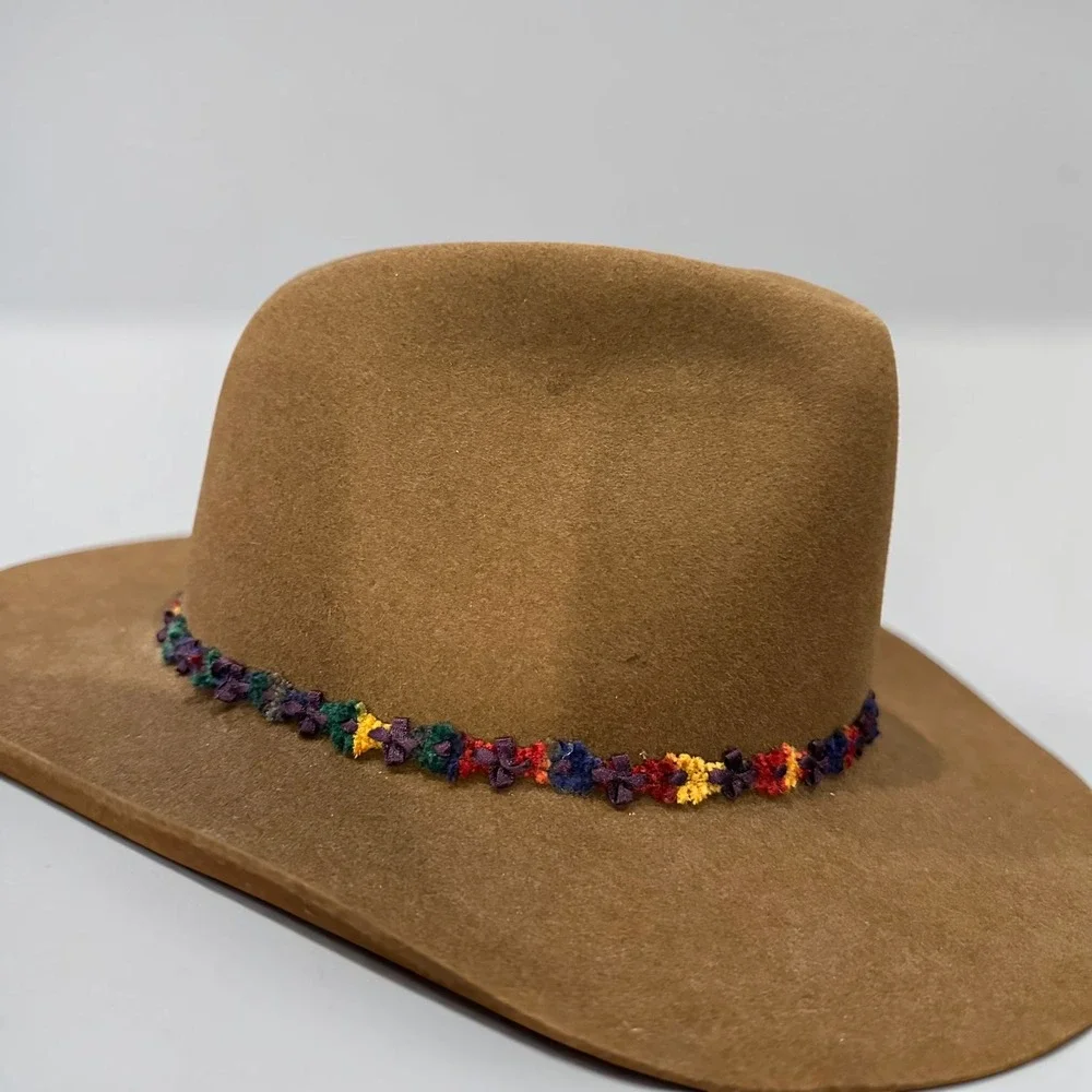 M.J. Von Zaskin Milwaukee Brown Wool Felt Fedora Hat Woven Floral Band Vintage